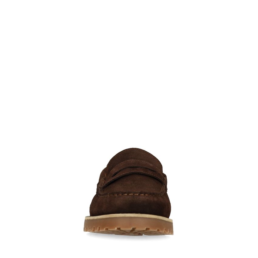 Bruine suède loafers