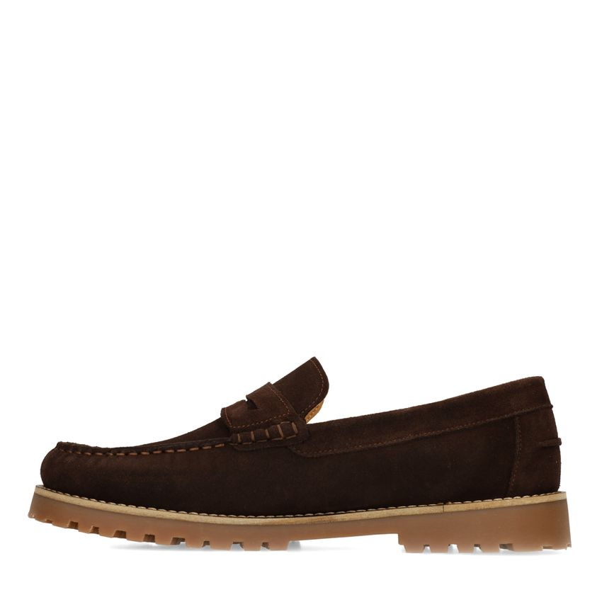 Bruine suède loafers