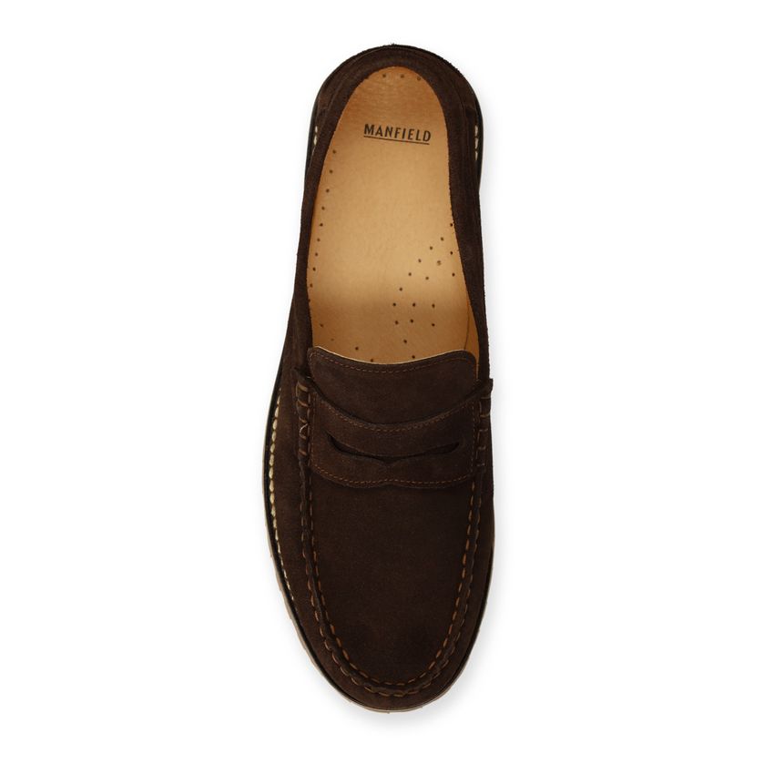 Bruine suède loafers