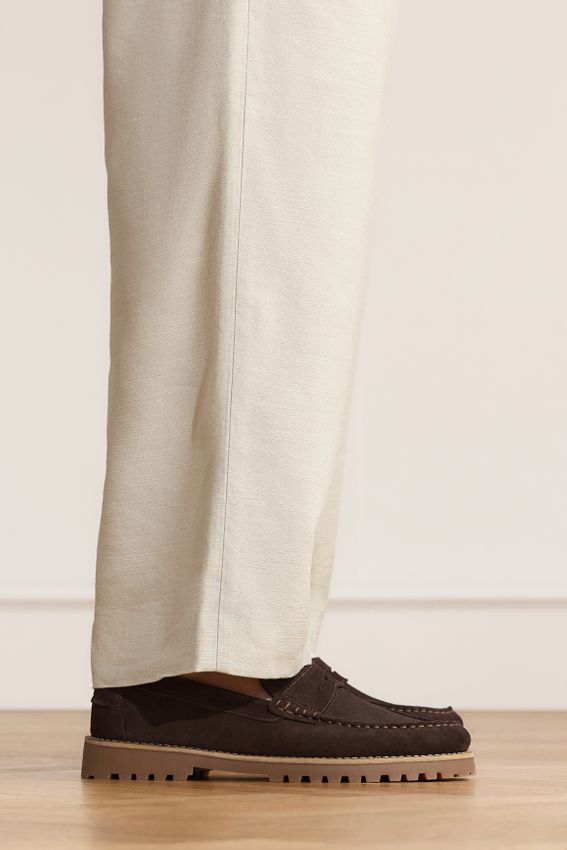 Bruine suède loafers