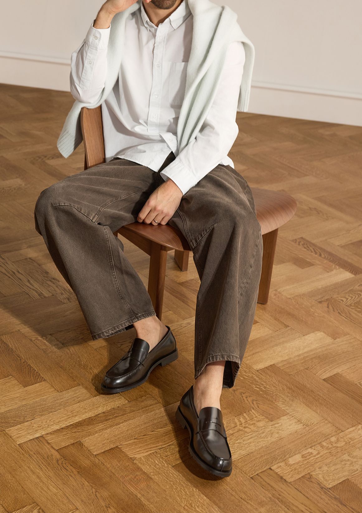 Bruine leren loafers