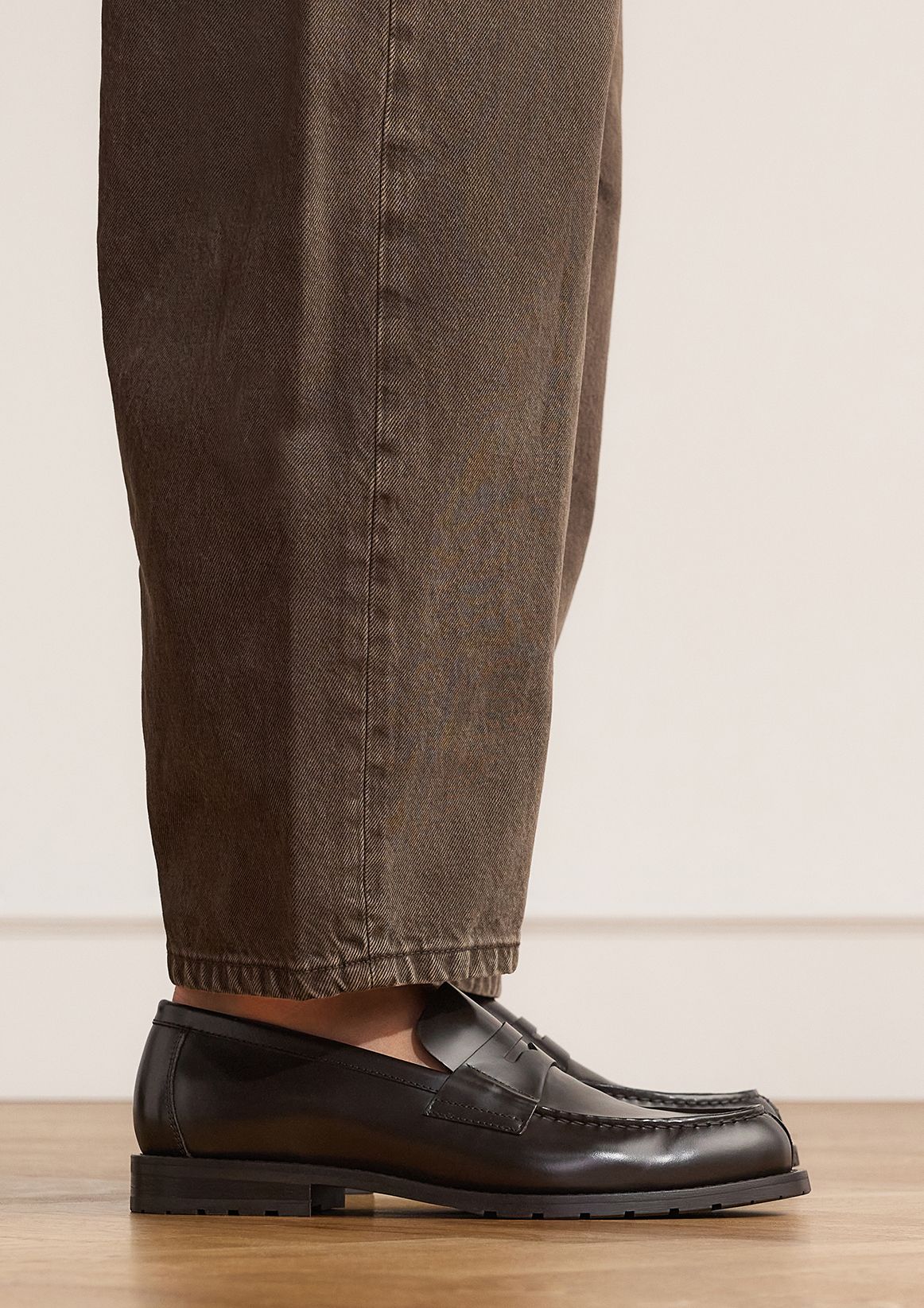Bruine leren loafers