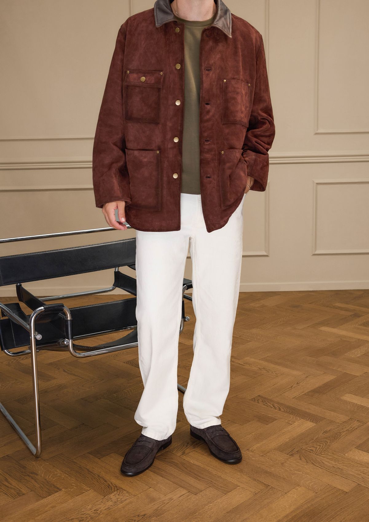 Bruine suède loafers