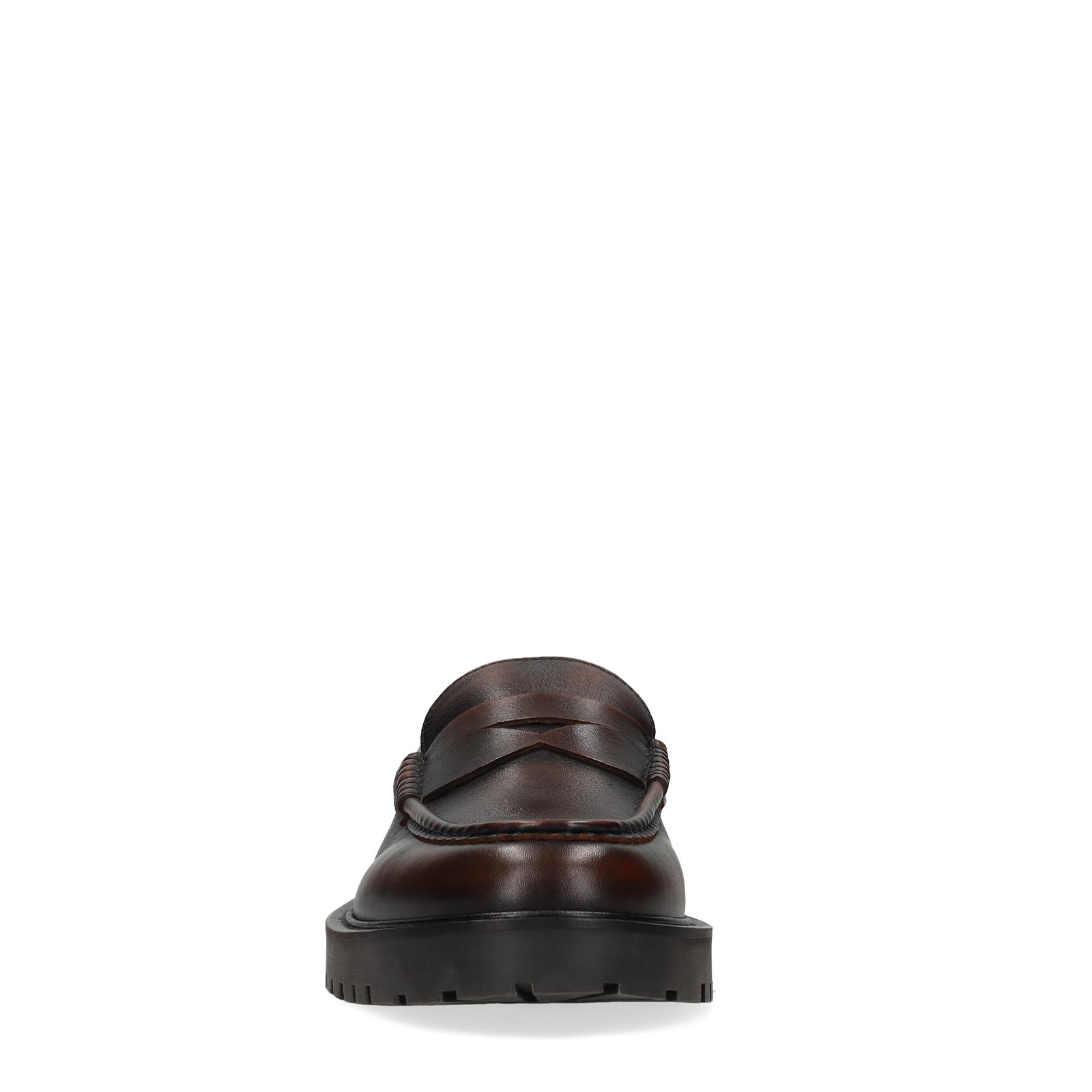 Cognac washed chunky leren loafers
