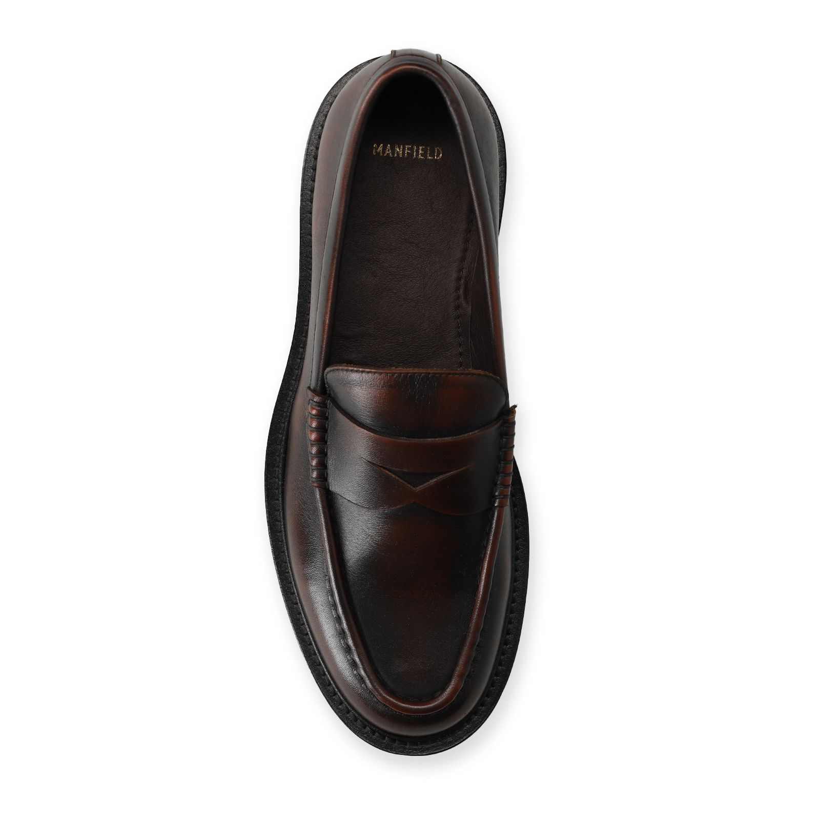 Cognacfarbene Leder-Loafer in Washed-Optik