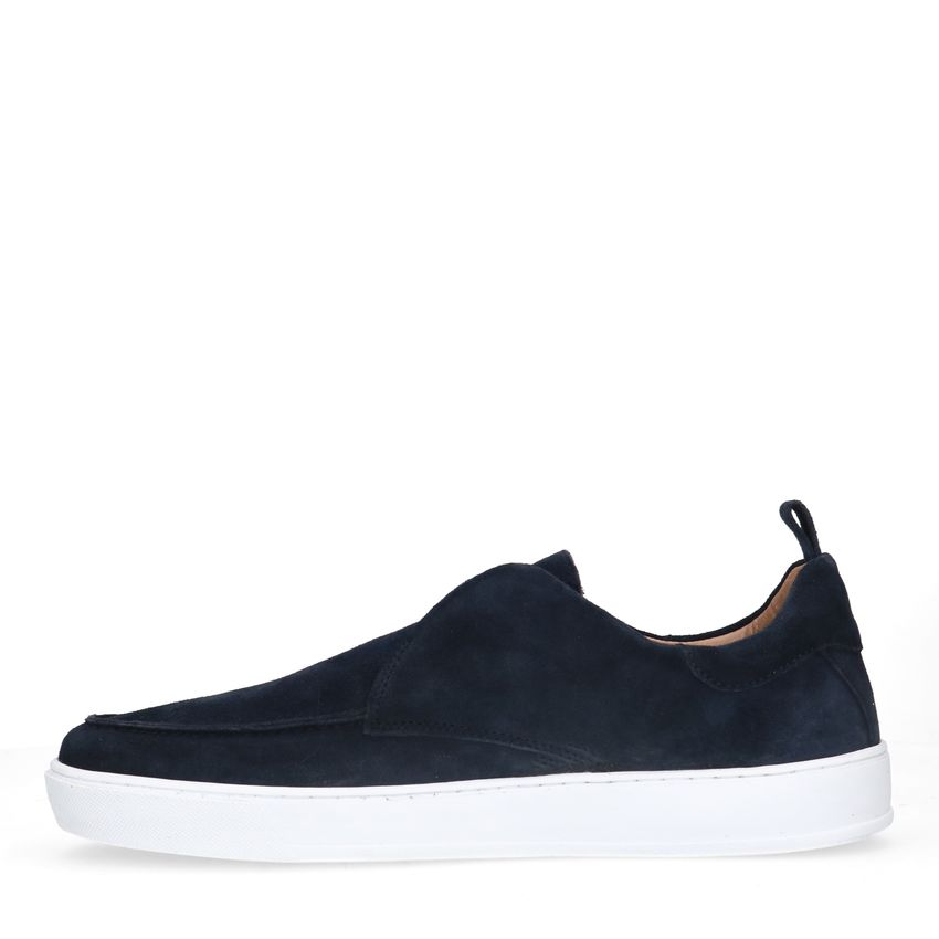 Donkerblauwe suède loafers