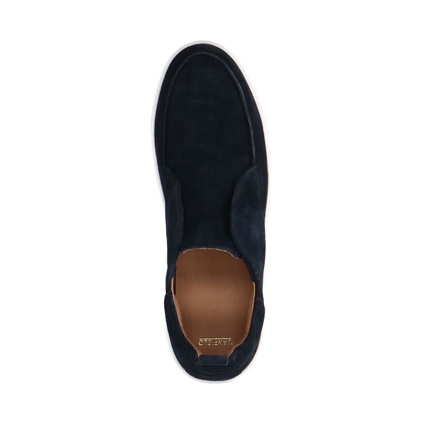 Donkerblauwe suède loafers