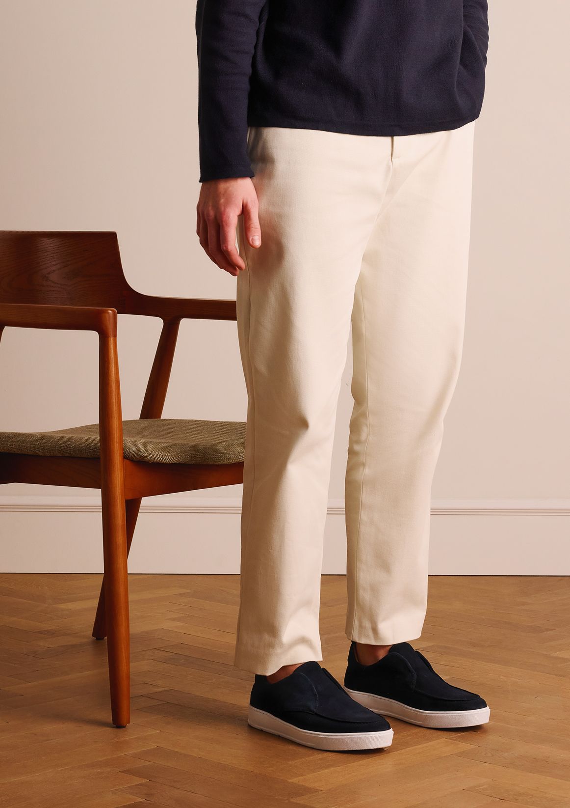 Donkerblauwe suède loafers