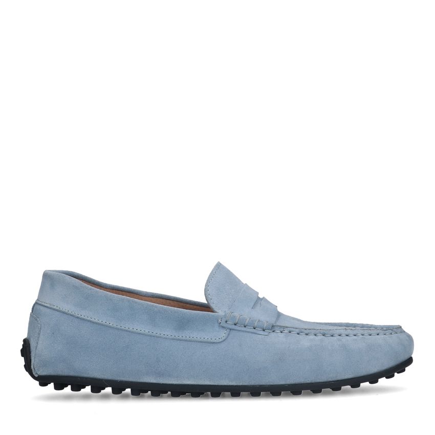 Blauwe suède loafers