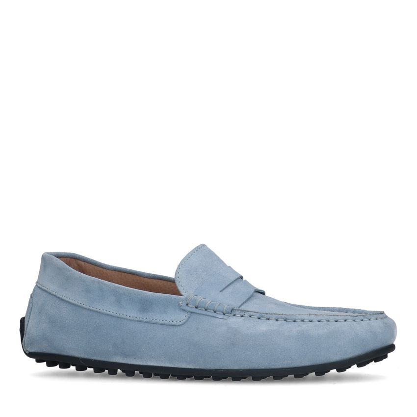 Blauwe suède loafers