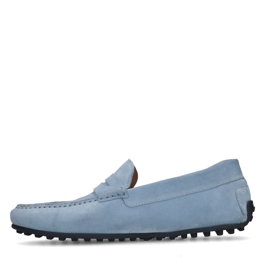 Blauwe suède loafers