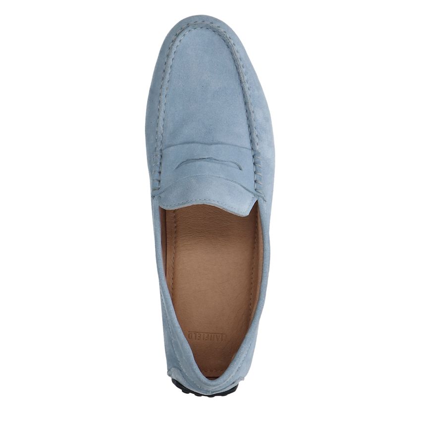 Blauwe suède loafers