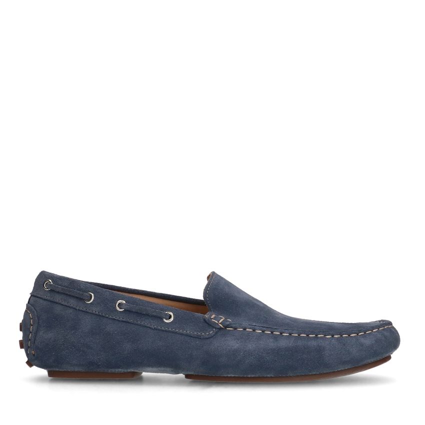 Blauwe suède loafers