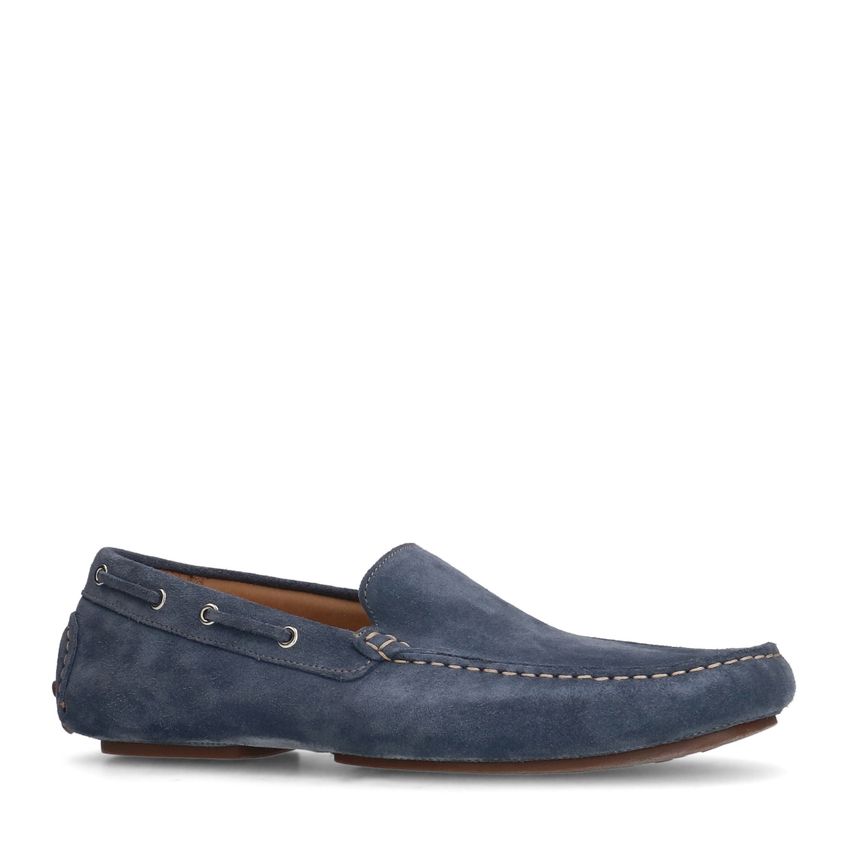 Blauwe suède loafers