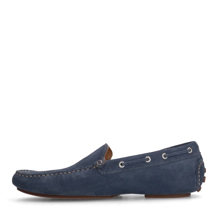 Blauwe suède loafers