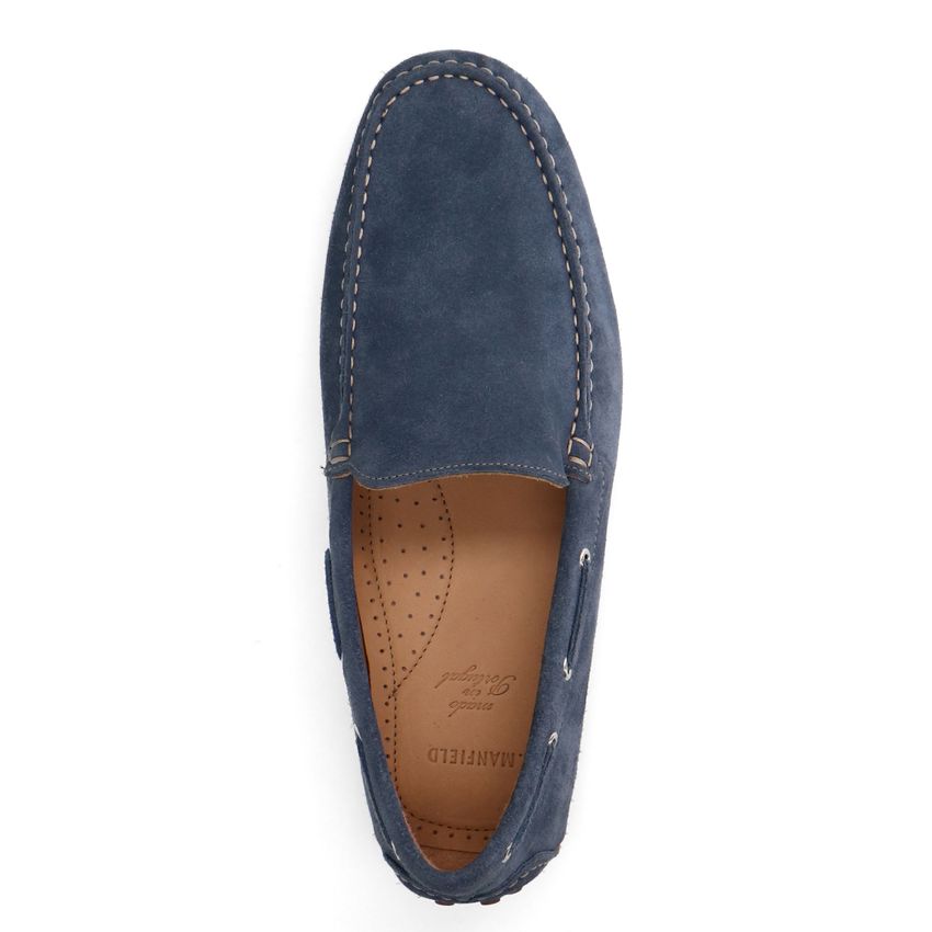 Blauwe suède loafers