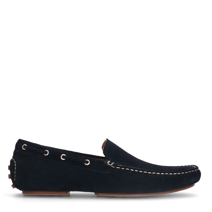 Marineblaue Veloursleder-Loafer