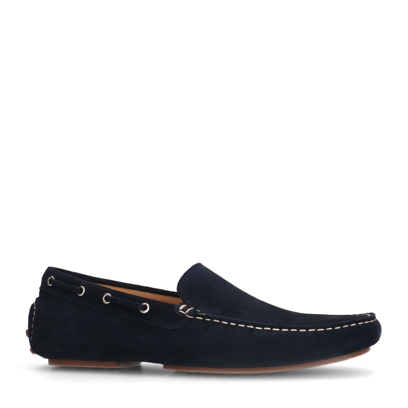 Donkerblauwe suède loafers