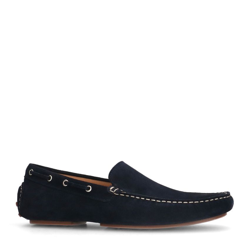 Marineblaue Veloursleder-Loafer