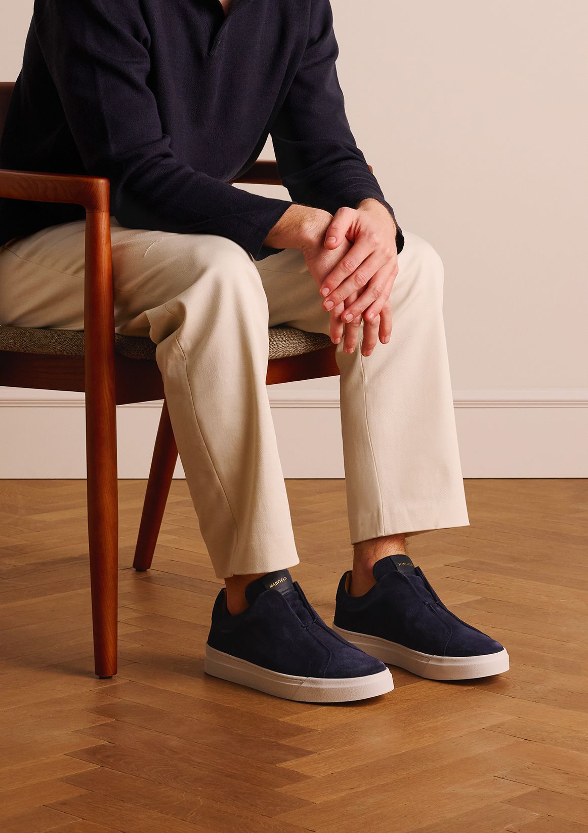 Blauwe suède loafers