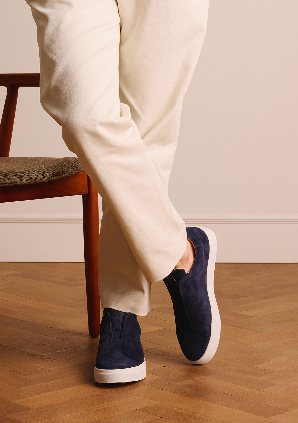 Blauwe suède loafers
