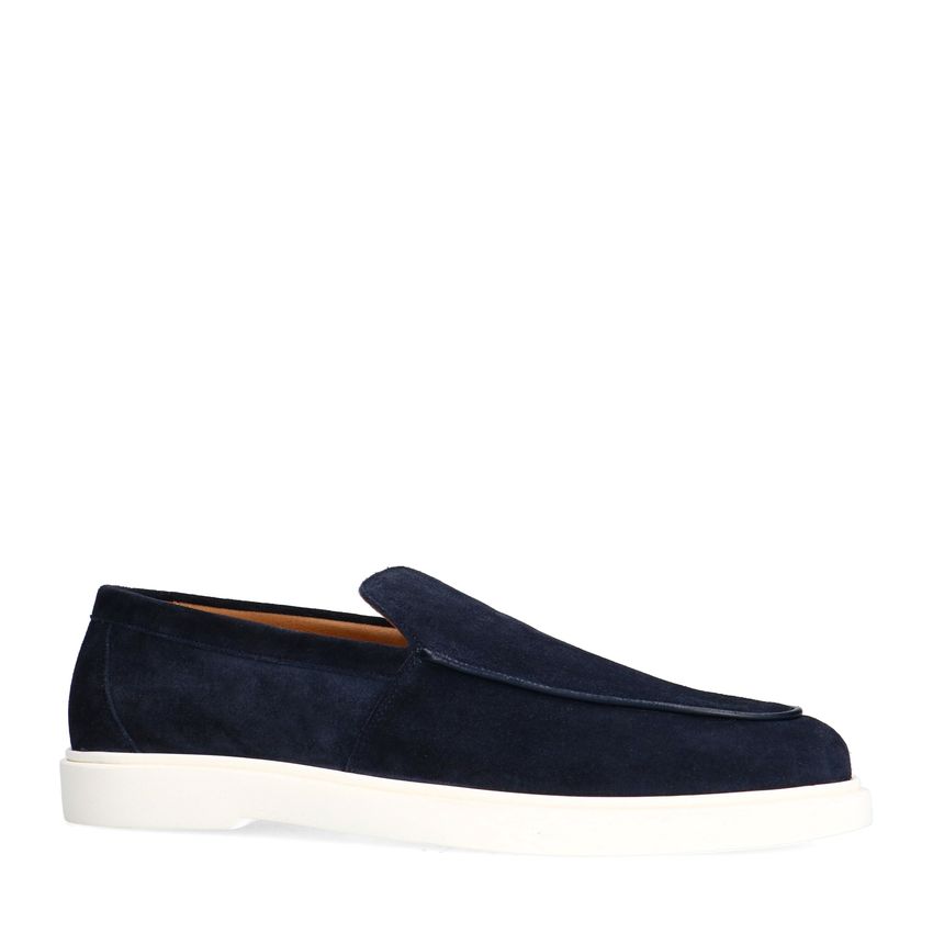 Donkerblauwe suède loafers