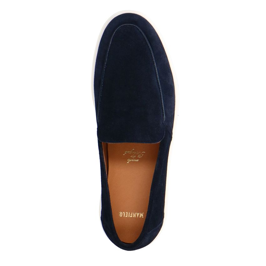 Donkerblauwe suède loafers