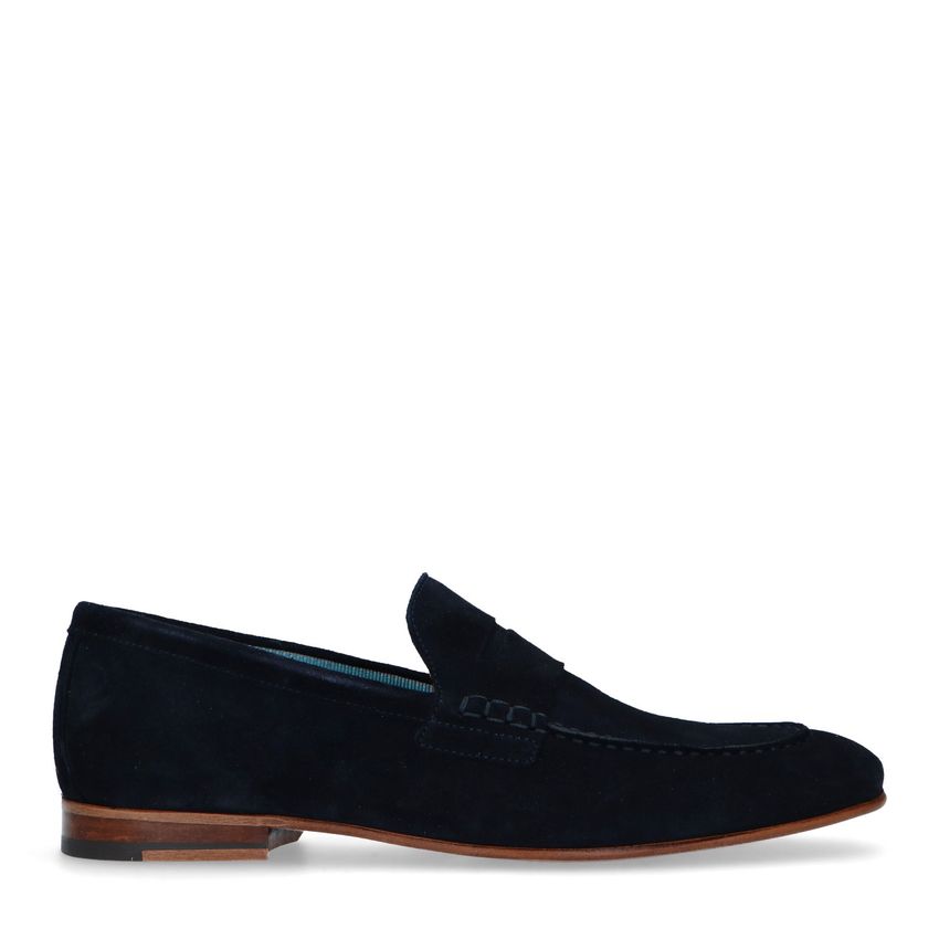 Blauwe suède loafers