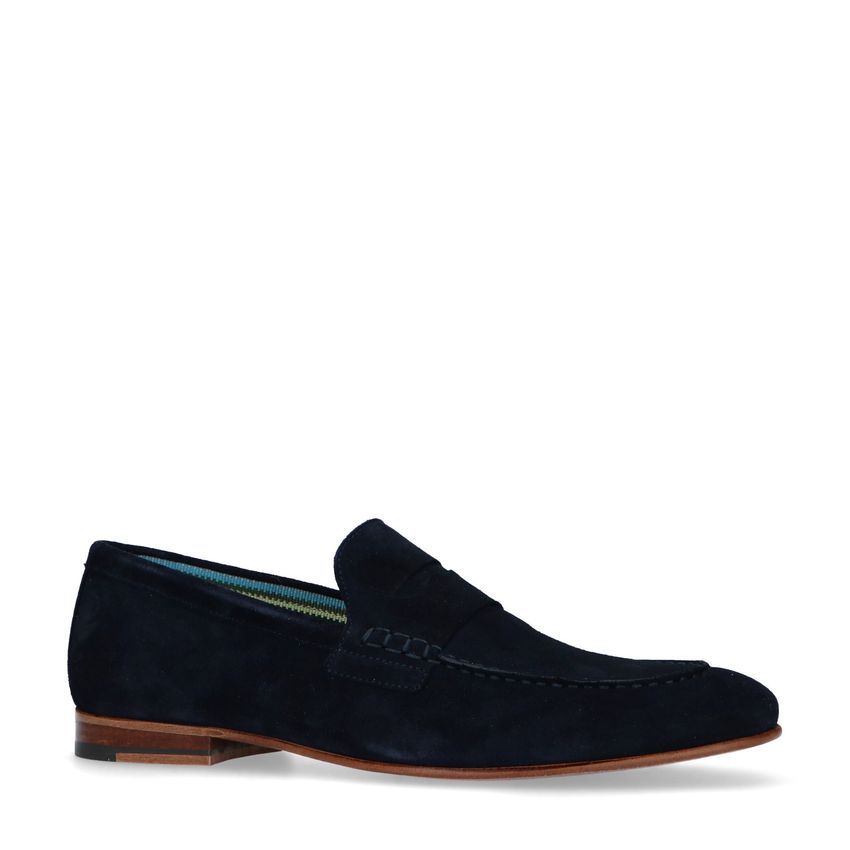 Blauwe suède loafers