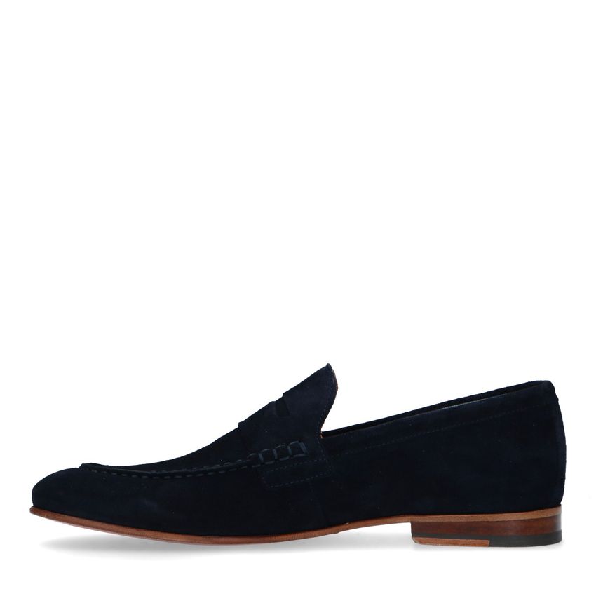 Blauwe suède loafers