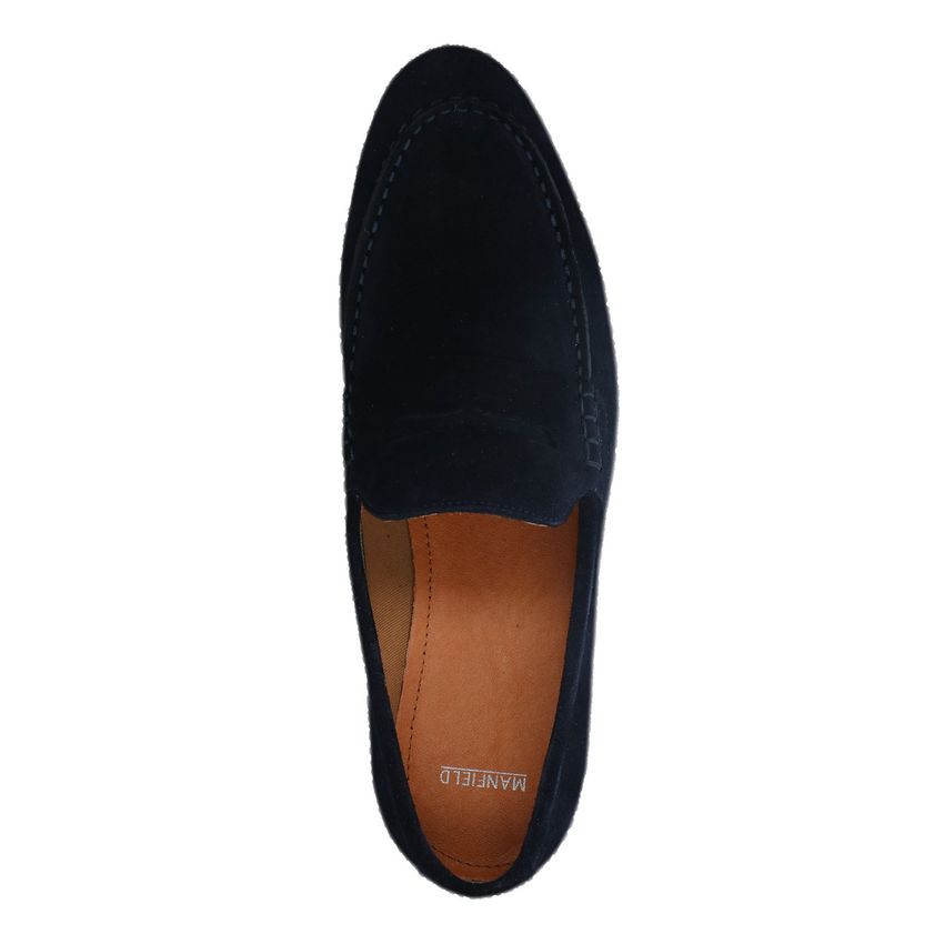 Blauwe suède loafers