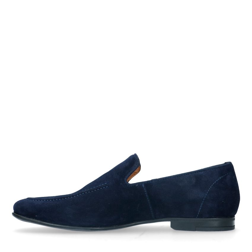 Blauwe suède loafers