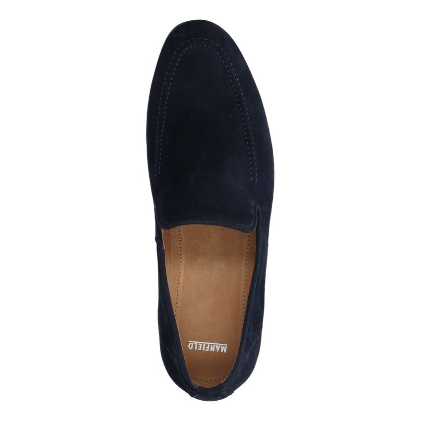 Blauwe suède loafers