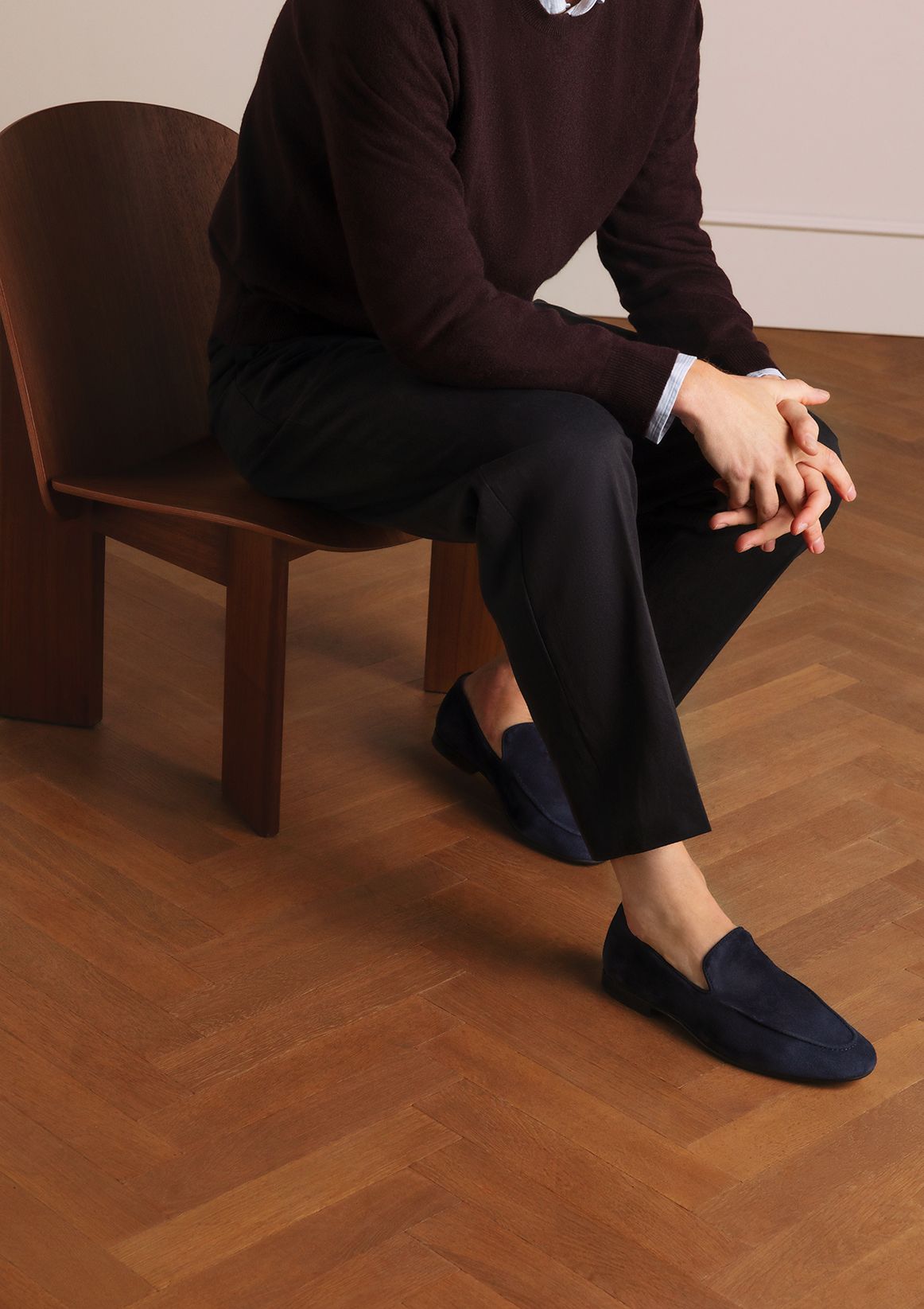 Blaue Veloursleder-Loafer
