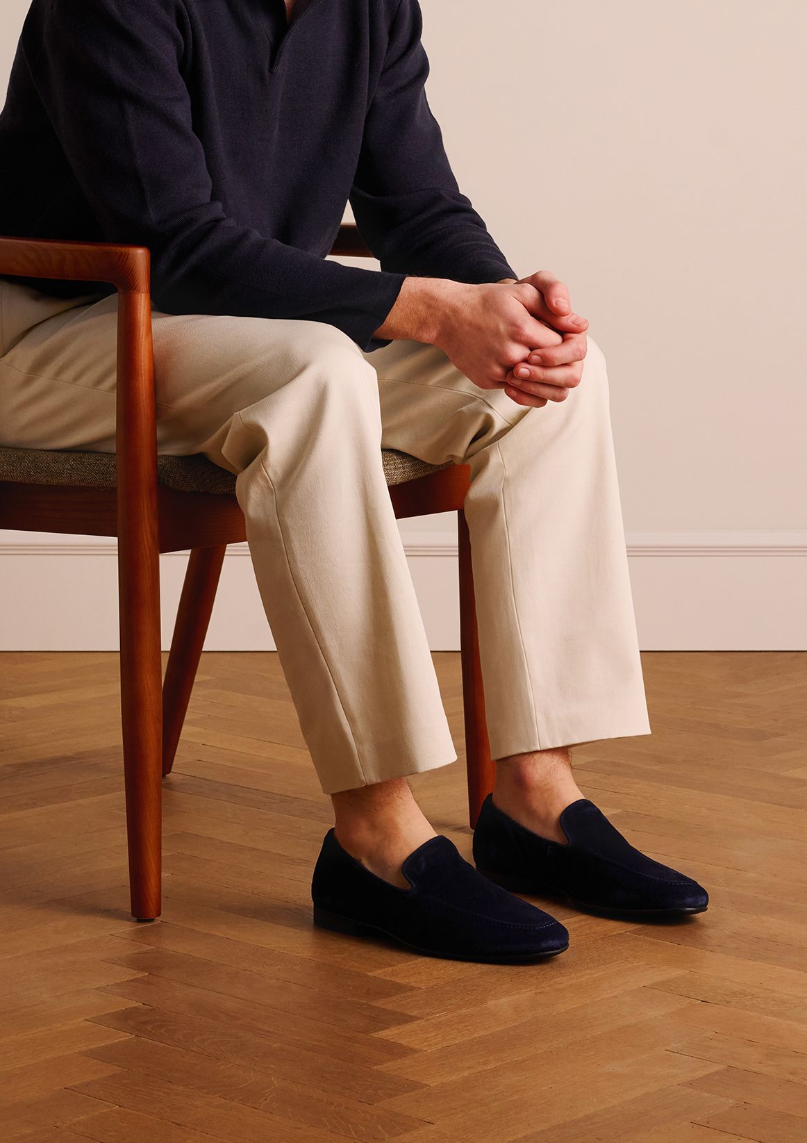 Blaue Veloursleder-Loafer