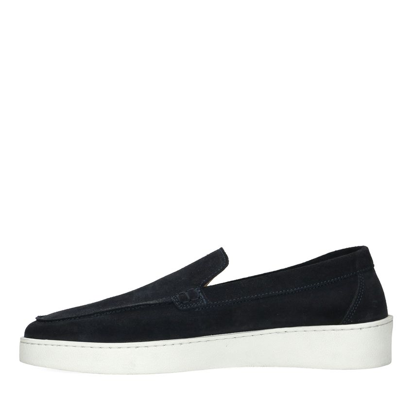 Blauwe suède loafers