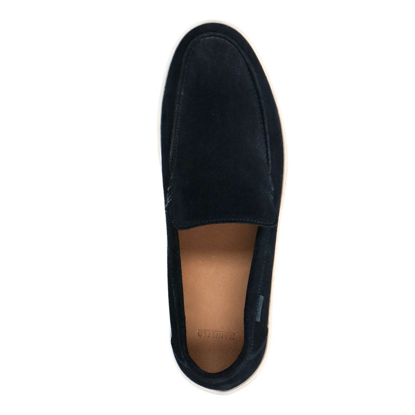 Blauwe suède loafers