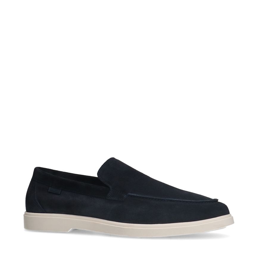 Donkerblauwe suède loafers