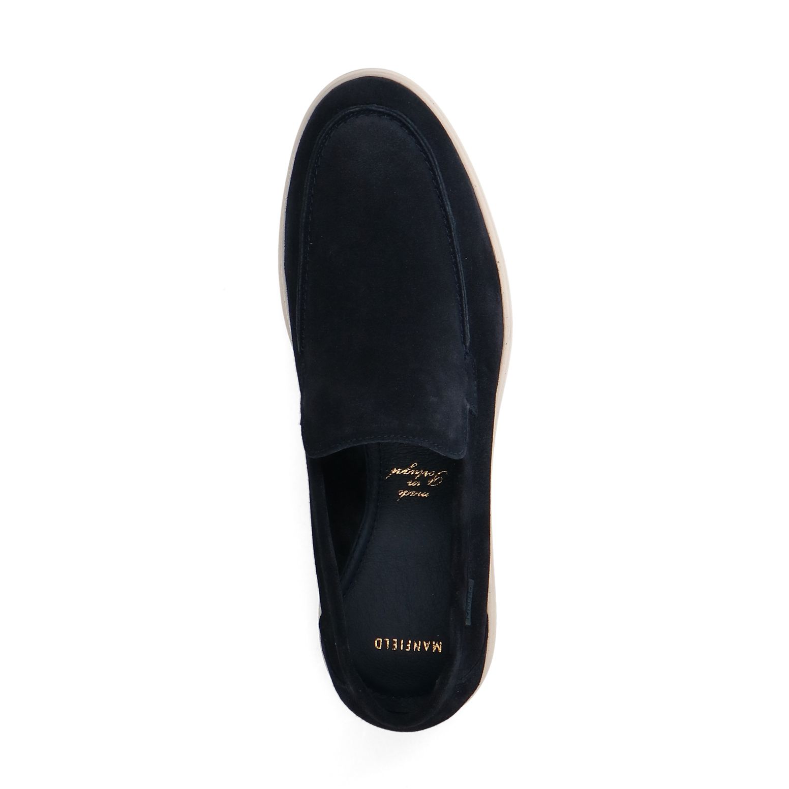 Donkerblauwe suède loafers