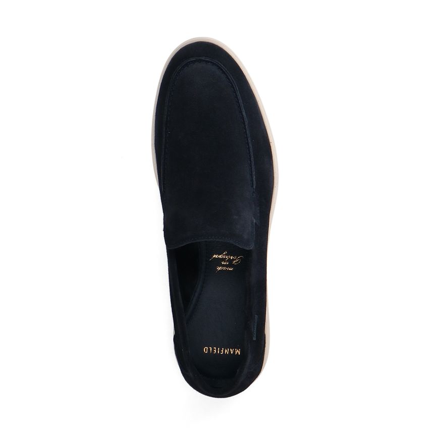 Donkerblauwe suède loafers
