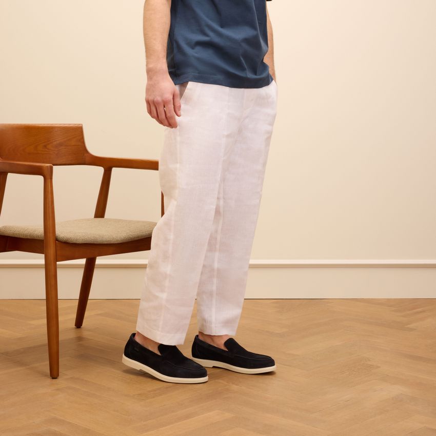 Donkerblauwe suède loafers