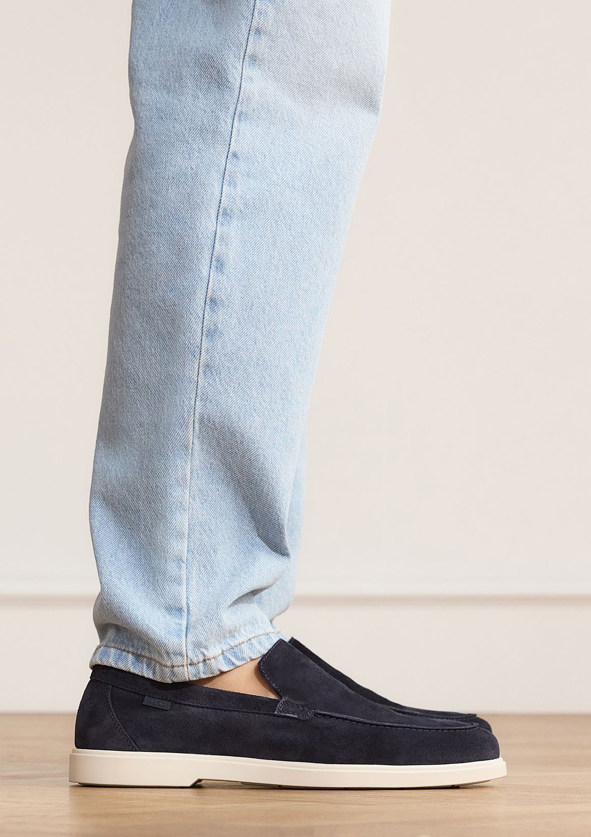 Donkerblauwe suède loafers