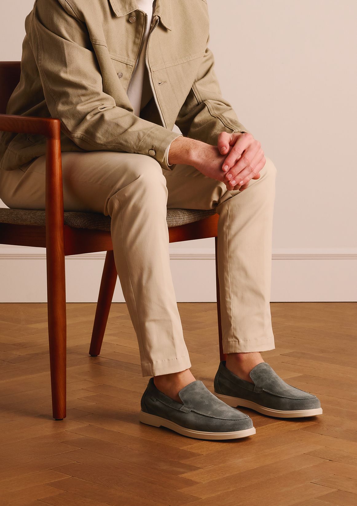 Blaue Veloursleder-Loafer