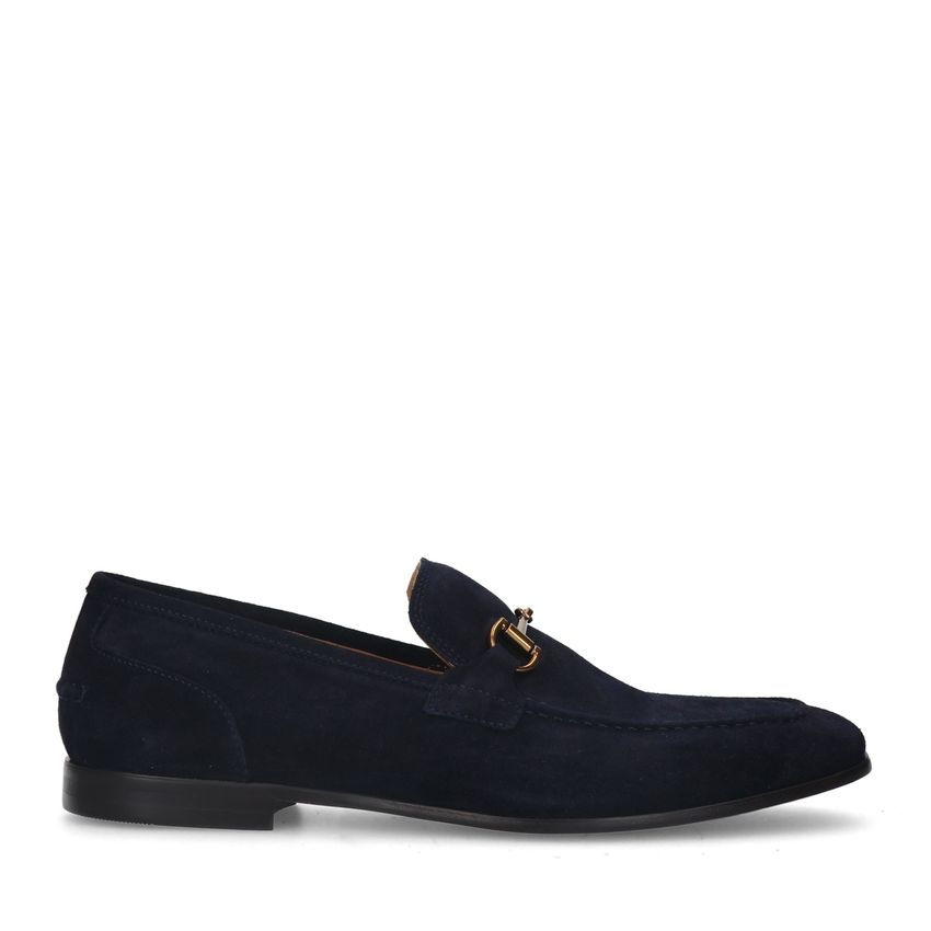 Blauwe suède loafers