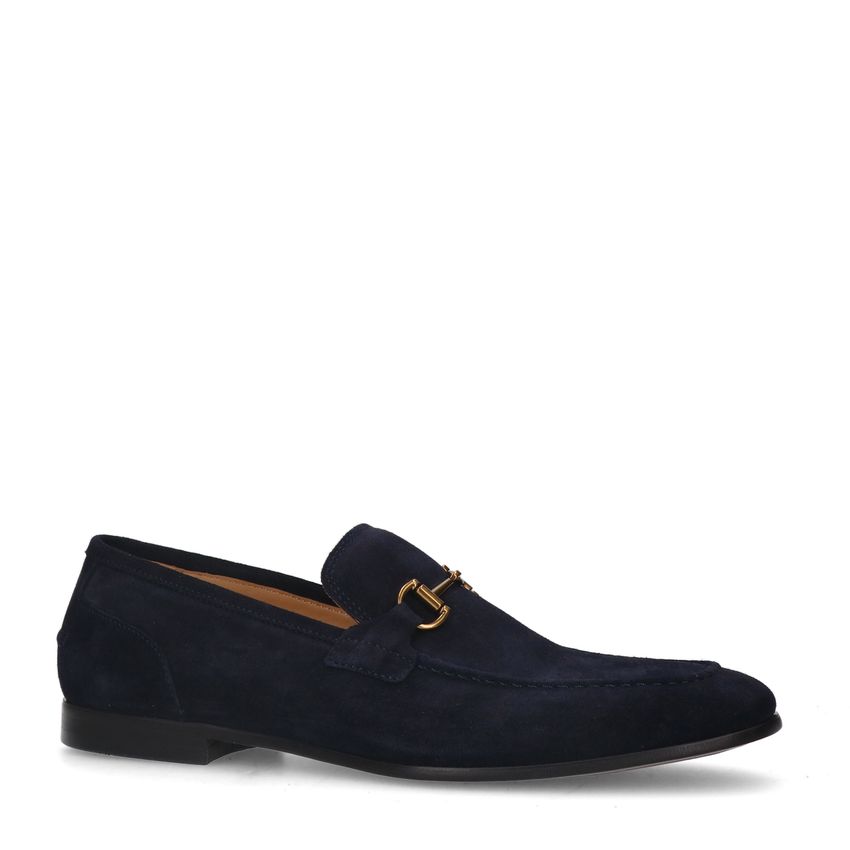 Blauwe suède loafers