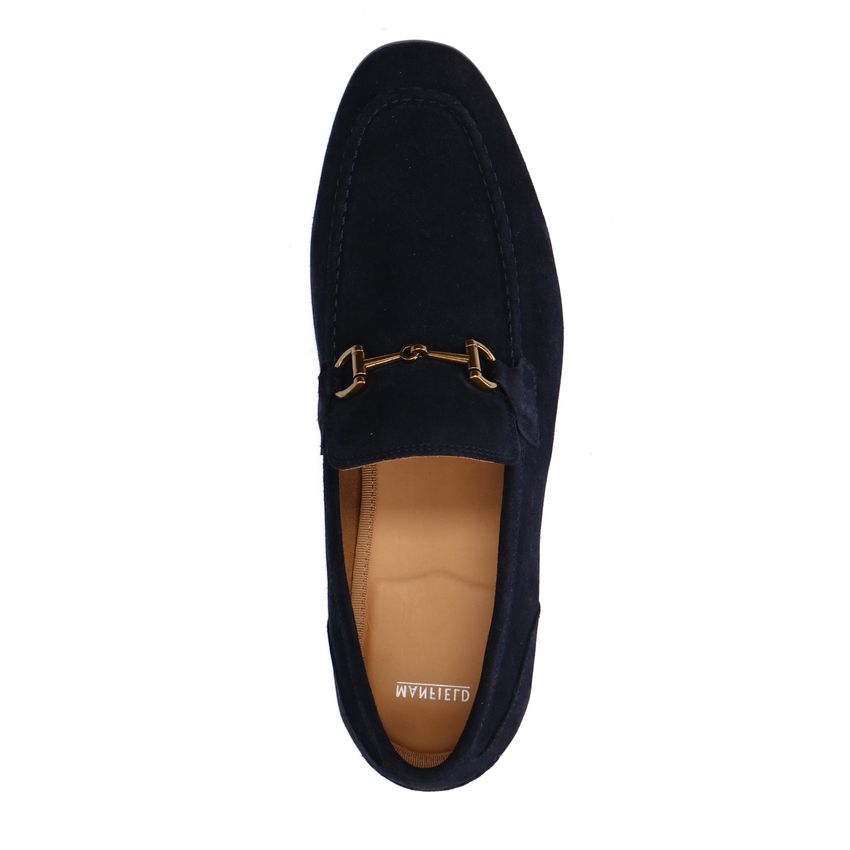 Blauwe suède loafers