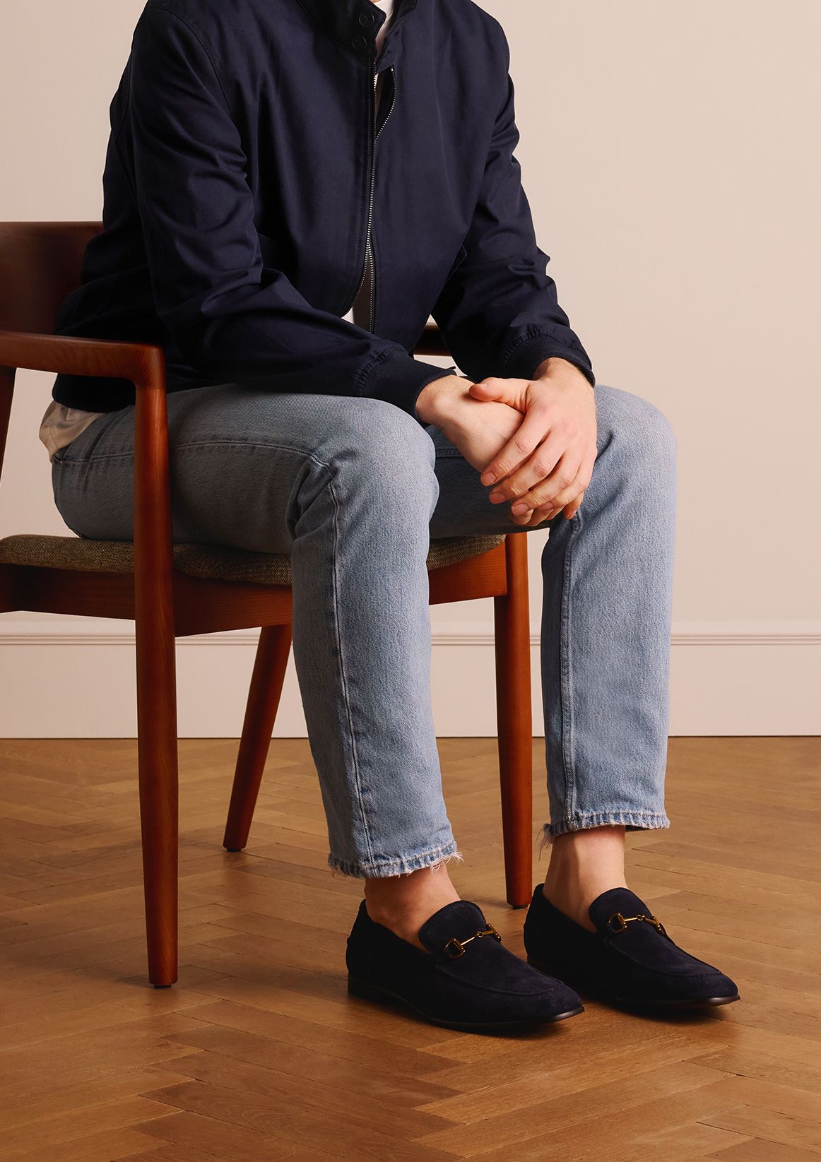 Blaue Veloursleder-Loafer