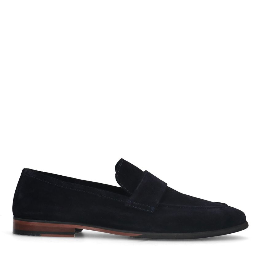 Blauwe suède loafers