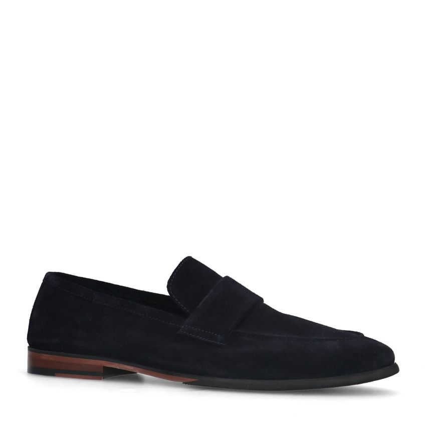 Blauwe suède loafers