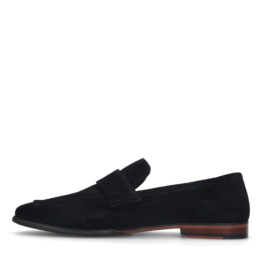 Blauwe suède loafers